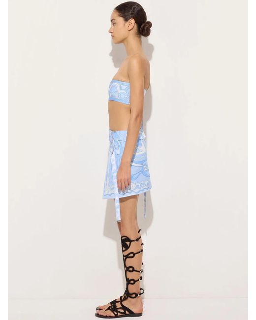 Emilio Pucci Blue Angoli Print Wrap Skirt