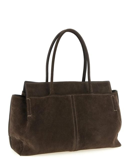 Tod's Black Medium Suede Shopping Bag