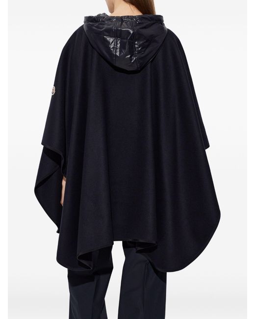 Moncler Blue Hooded Cape Jacket With Zipper