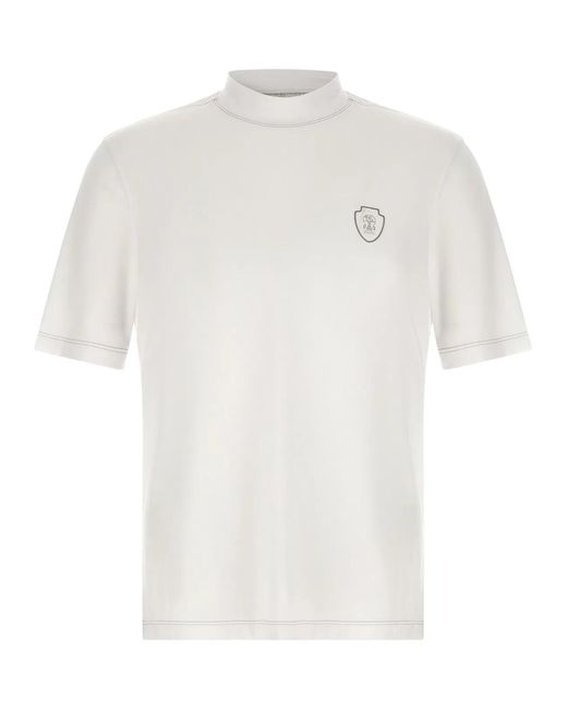 Brunello Cucinelli White Techno Piquet T-Shirt for men
