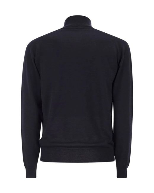 John Smedley Blue Extra Fine Merino Wool Cardigan for men