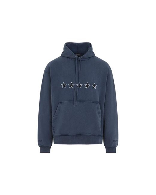 Balenciaga Blue Washed Oversized Hoodie for men