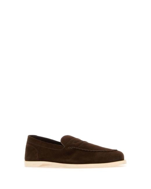 John Lobb Brown Chocolate Suede Pace Loafers for men