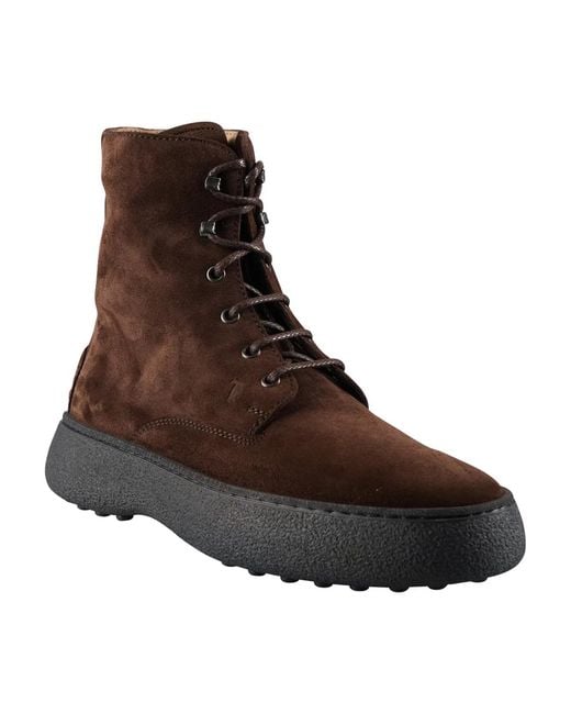 Tod's Brown W.g. Suede Lace-up Ankle Boots for men