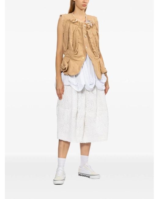 Comme des Garçons White Cotton Midi Skirt