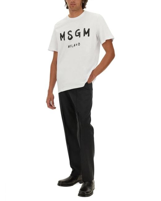 MSGM White T-Shirt for men