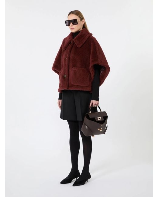 Max Mara Red Newterzo Boxy Teddy Cape