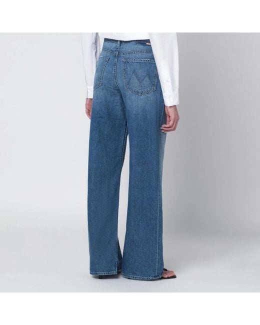 Mother Blue Hit Shuffle Washed Wideleg Jeans
