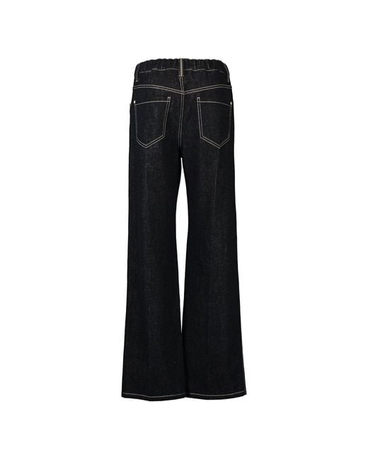 Brunello Cucinelli Black Contrast-Stitch Wide-Leg Jeans