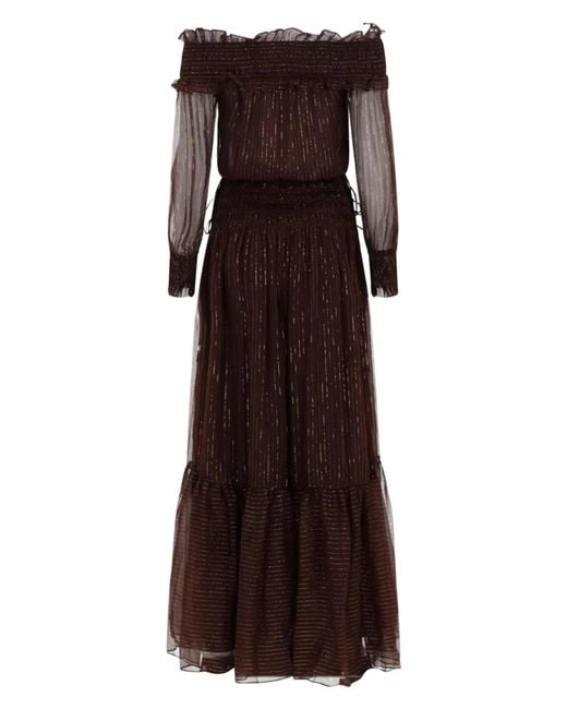 Self-Portrait Brown Dress With Ruffles And Flounces
