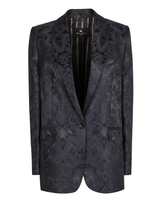 Etro Black Single-Breasted One Button Jacket
