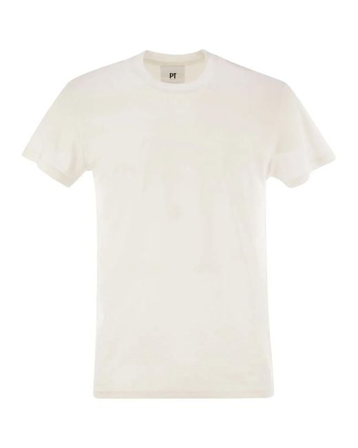PT Torino White Silk And Cotton T-Shirt for men