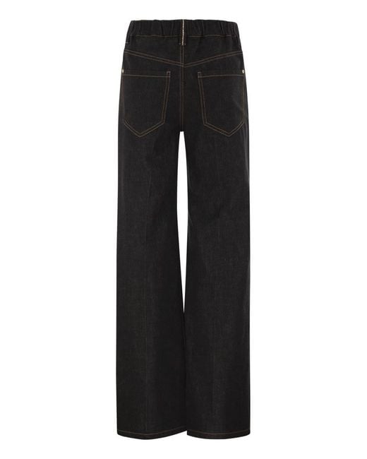 Brunello Cucinelli Black Wide-Leg Cotton Denim Jeans