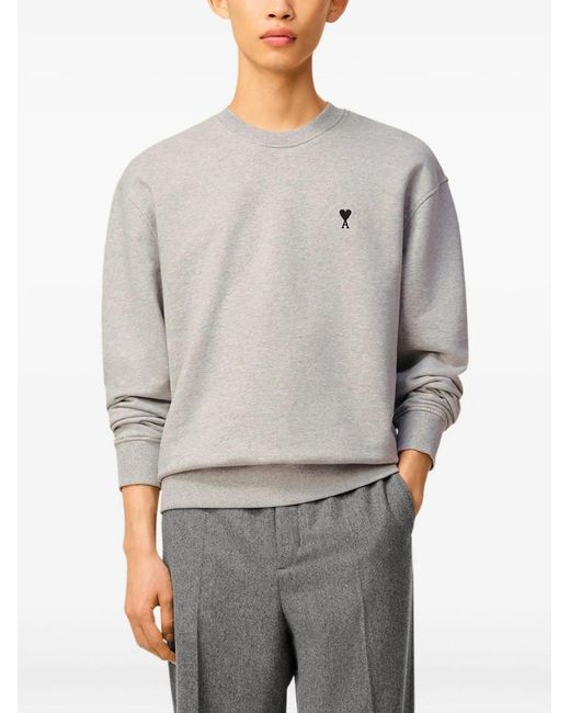 AMI Gray Cotton Ami De Coeur Sweatshirt for men