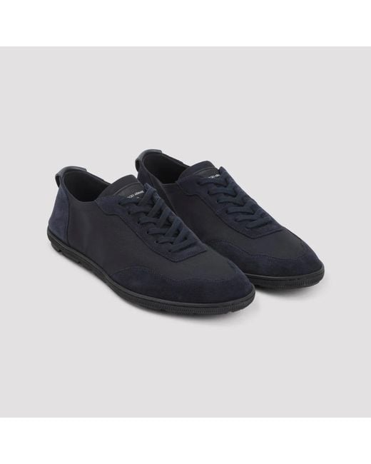 Giorgio Armani Blue Calf Leather Rubber Sneakers for men