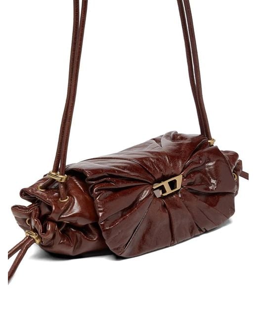DIESEL Red Scrunch Leather Shoulder Bag