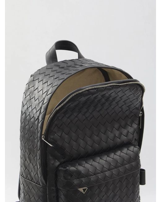 Bottega Veneta Black Classic Woven Backpack for men