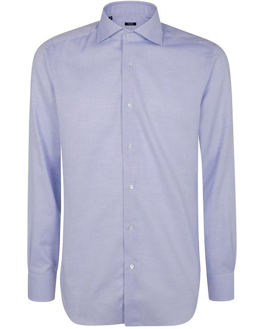 Barba Napoli Blue Classic Operatino Shirt for men