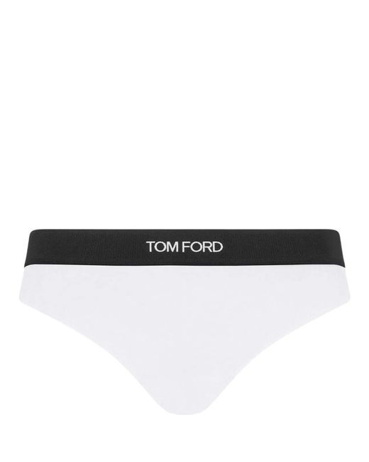 Tom Ford White Thong With Logo