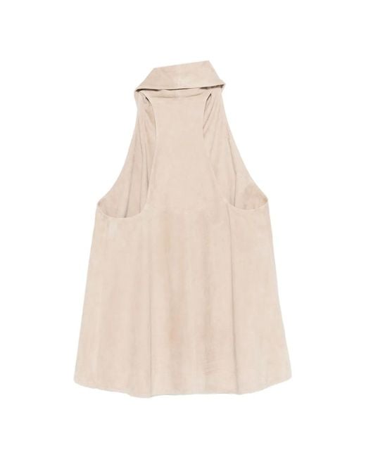Emporio Armani Natural Leather High-Neck Top