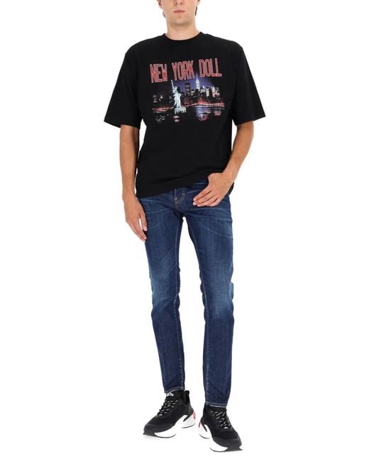 DSquared² Black 2 X Vaquera Print T-Shirt for men