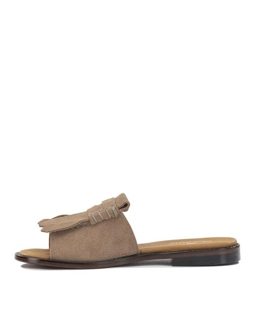 Sebago White Fringes Leather Leather Slides