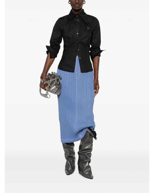 Vivienne Westwood Black Violin Orb-Embroidered Cotton Shirt