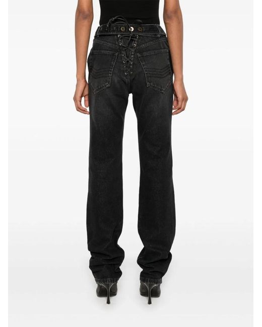Jean Paul Gaultier Black Padded Deatils Denim Jeans