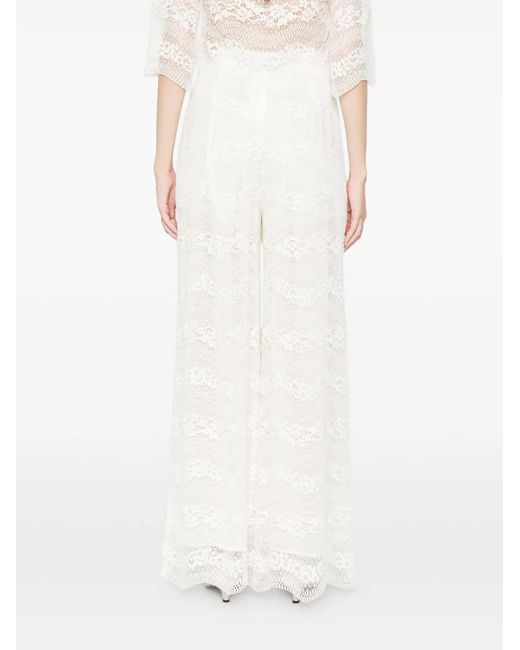 Twinset White Mother Of Pearl Cotton Trousers