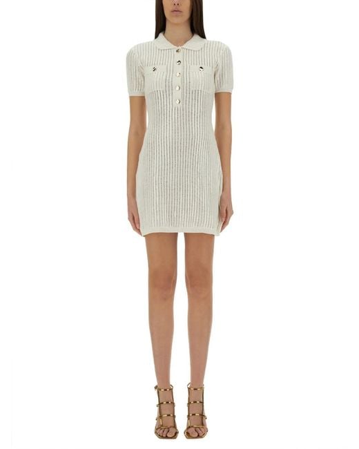 Self-Portrait Natural Mini Crochet Dress With Sequins