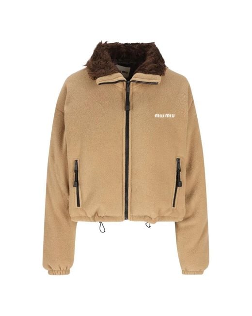 Miu Miu Natural Cropped Fleece Jacket
