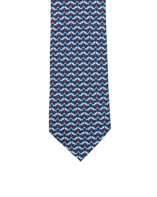 Ferragamo Blue Patterned Silk Tie for men