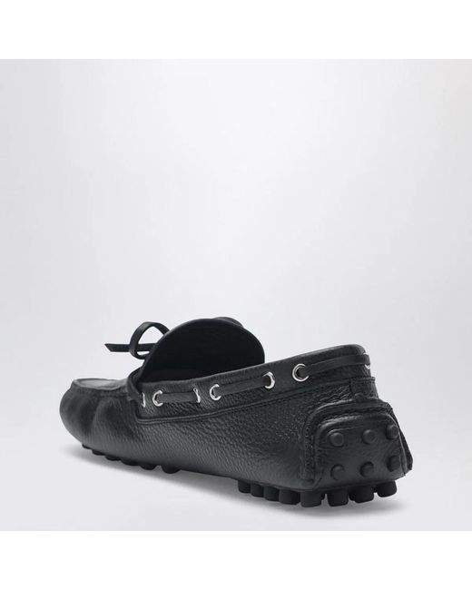 Prada Black Grid Leather Loafers for men