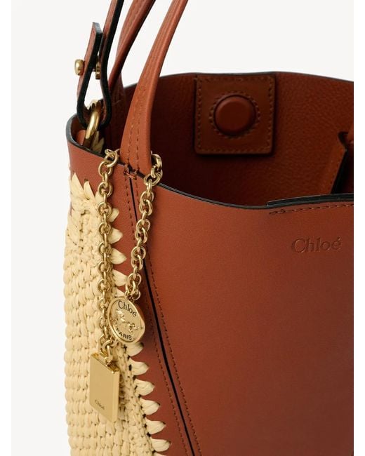 Chloé Brown Two-Tone Leather And Raffia Bucket Bag