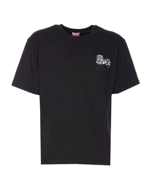 KENZO Black "Gots Happy Tiger" Embroidered Classic T-Shirt