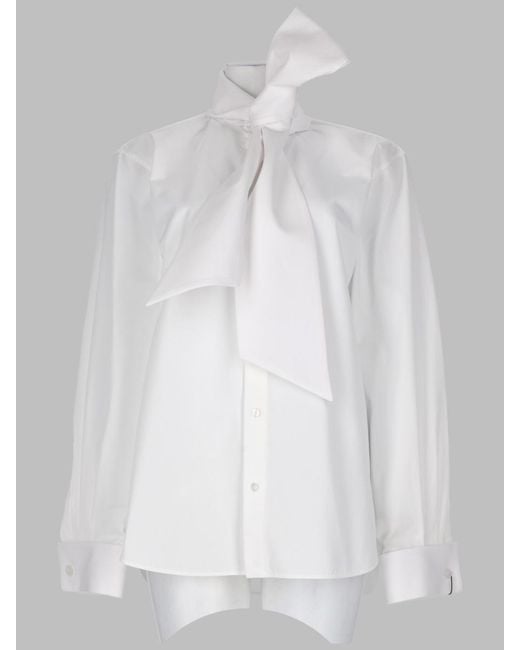Saint Laurent White Camicia Con Collo Lavallière