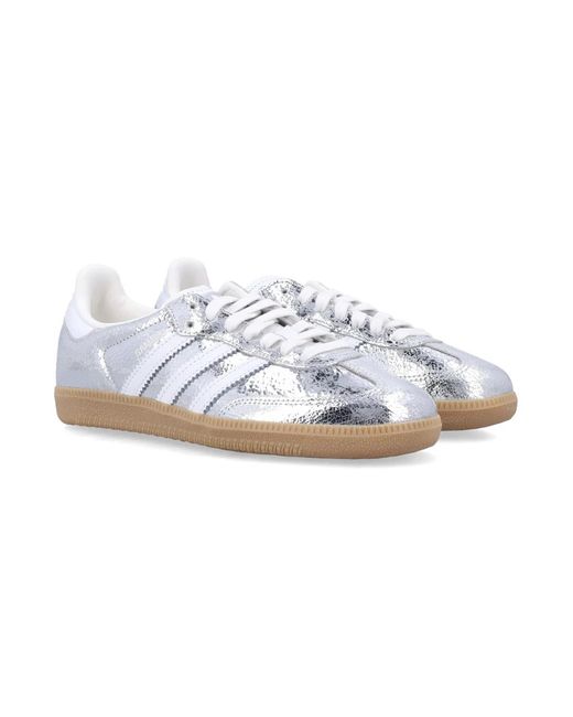 Adidas Originals White Metallic Samba Sneakers