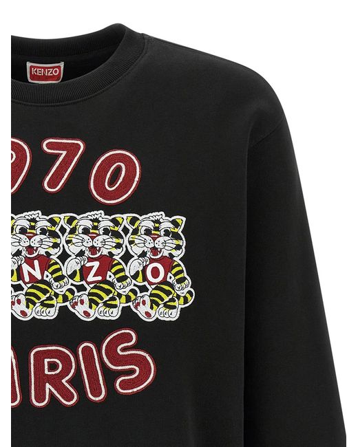 KENZO Black 'Wild Tiger Embroidered' Sweatshirt for men
