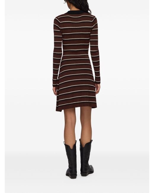 Ganni Brown Striped Polo Mini Dress