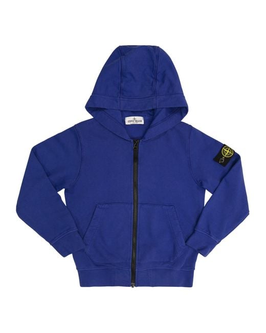 Stone Island Blue Hooded Sweatshirt With Badge