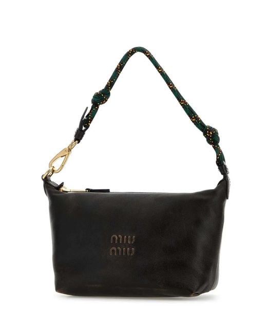 Miu Miu Black Caffè Verde Leather Pouch