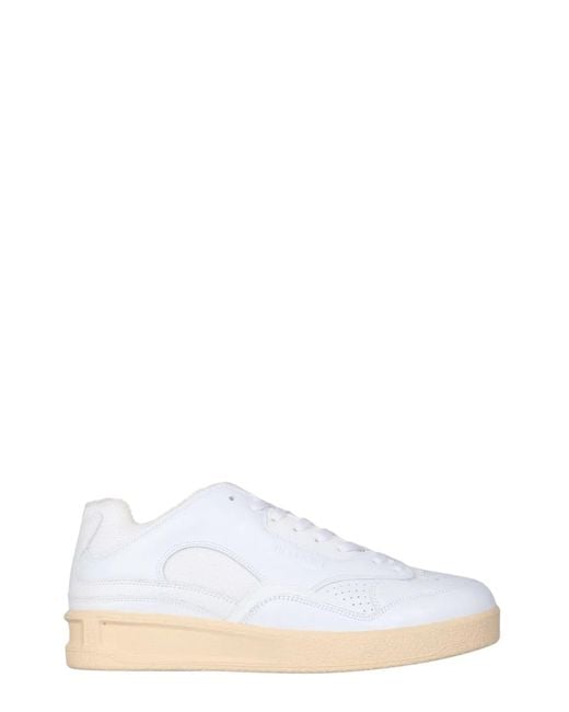 Jil Sander White Low Leather Sneakers for men