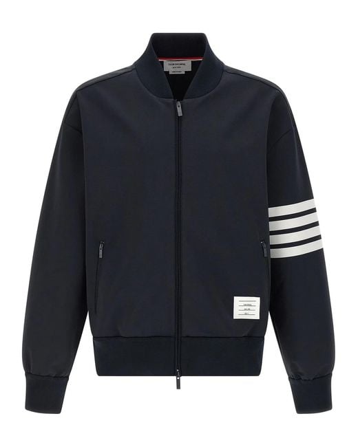 Thom Browne Blue Tech Viscose Bomber Jacket for men