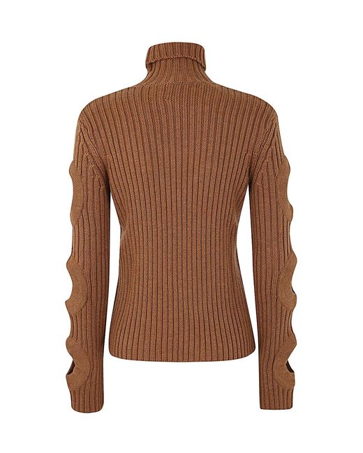 J.W. Anderson Brown Cut Out Sleeve Turtleneck Jumper