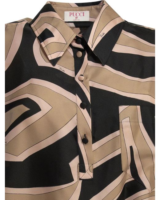Emilio Pucci Black "Labirinto" Short Kaftan Dress