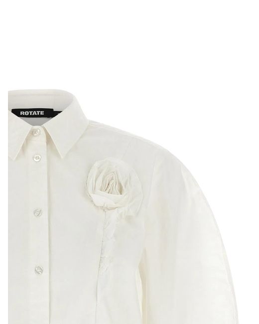 ROTATE BIRGER CHRISTENSEN White Rotate Birger Christensen 3D Floral Detail Shirt