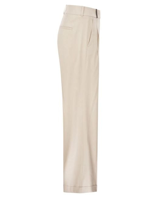 Peserico White Tailored Virgin Wool Stretch Trousers With Front Pleats