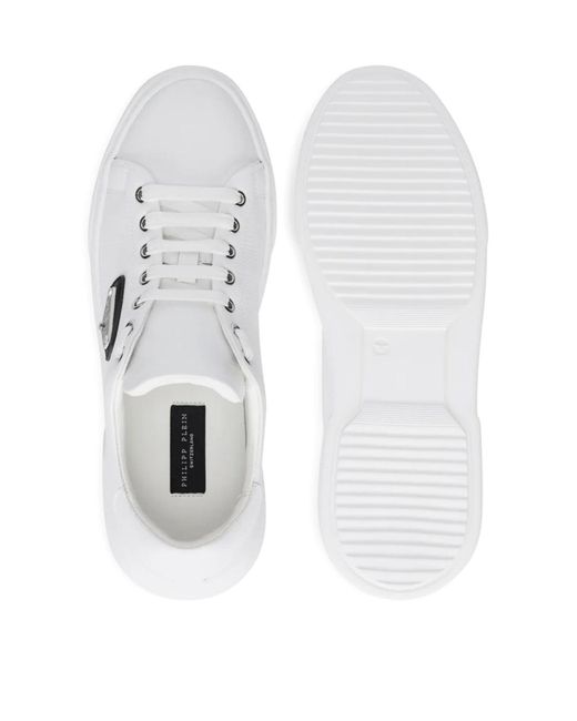 Philipp Plein White Lo-Top Iconic Plein Logo Sneakers for men
