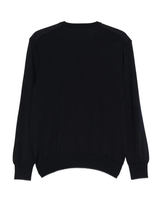 Paul & Shark Black Paul & Shark Crewneck Wool Sweater With Inserts for men