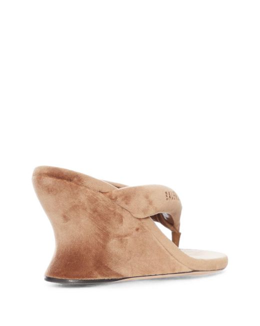 Balenciaga Brown Velvet Thong Wedge Sandals